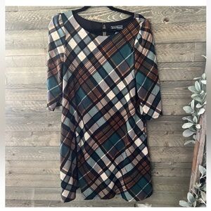 Jessica Howard Plaid Tunic Dress Pockets L